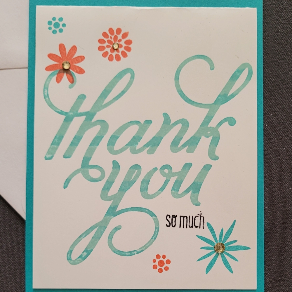 Floral Thank You Card in Teal and Orange